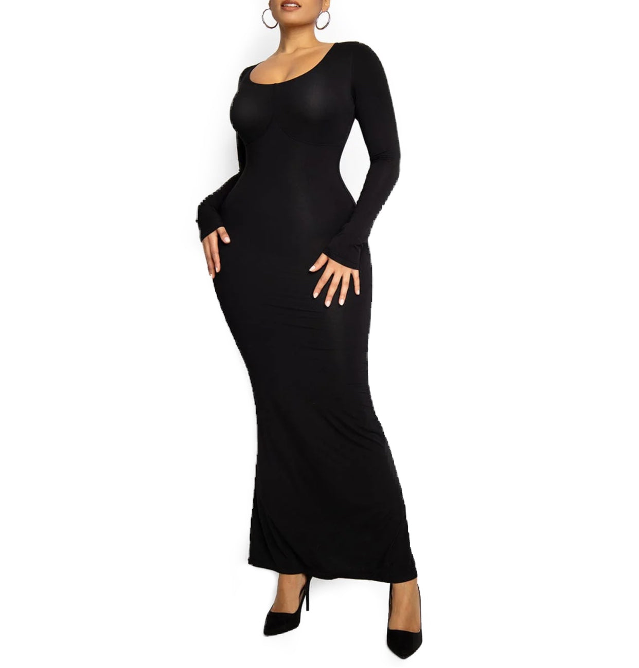 PF™ - Long Sleeve Slimming Long Dress