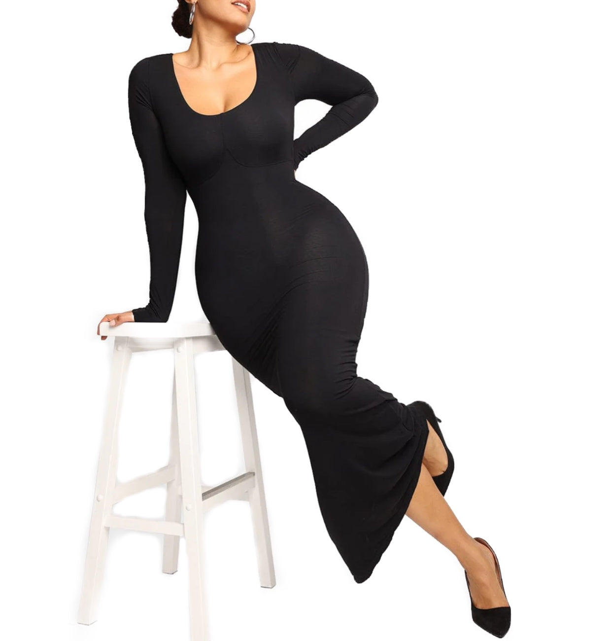 PF™ - Long Sleeve Slimming Long Dress