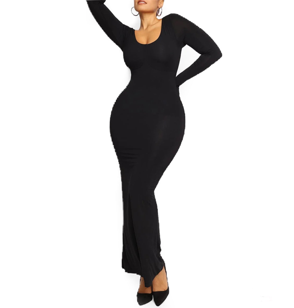 PF™ - Long Sleeve Slimming Long Dress