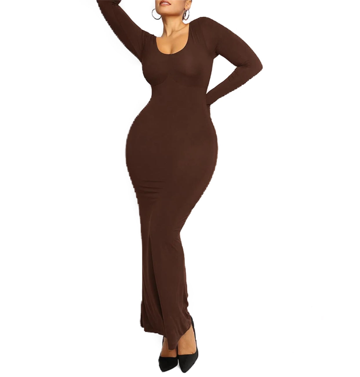 PF™ - Long Sleeve Slimming Long Dress